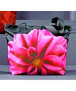 Polyester Dahlia Flower Tote Fully Lined 17.5&quot; Long Black Background 13&quot;... - €21,02 EUR
