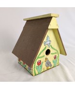 Vintage Folk Art 8&quot; Wooden Birdhouse Hand Crafted &amp; Painted Designs Bird... - $549.49 MXN