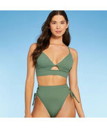 Shade &amp; Shore Women's Longline Cut Out Bikini Top Green size 38DD - $14.24