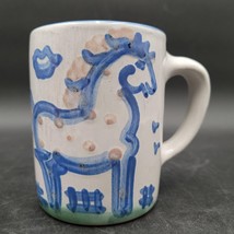 MA Hadley Stoneware Mug Signed Blue Horse Hand Painted Straight Side “Th... - $14.84