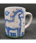 MA Hadley Stoneware Mug Signed Blue Horse Hand Painted Straight Side “Th... - $282.54 MXN