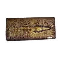 Shu Wolf Leather Wallet Bifold 3D Alligator Crocodile Women’s Gold Ext F... - $19.57
