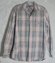 Stetson Shirt Mens Medium M Plaid Gray Red Long Sleeve Button Up Down Western - £17.08 GBP