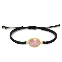 Trendy Boho Chic Pink Kunzite Oval-Cut Stone Braided Rope Bracelet - £14.11 GBP
