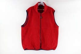 Vintage LL Bean Mens Size XL Blank Full Zip Fleece Vest Jacket Red Polyester - £45.58 GBP