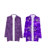 NEW Womens Halloween Cardigan ladies sz S/M purple spiderweb print open ... - £13.77 GBP