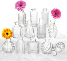 The Set Of 12 Bud Vases Includes Glass Vases For Centrepieces, Small Vases For - £27.71 GBP