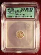 Rare 480-350 BC Greek Cherronesos in Thrace Silver Hemi Drachm ICG VF30! - £196.64 GBP