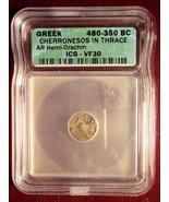 Rare 480-350 BC Greek Cherronesos in Thrace Silver Hemi Drachm ICG VF30! - €215,37 EUR