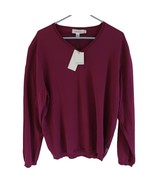 Calvin Klein Mens V Neck Long Sleeve Silk Blend Purple Pullover Sweater ... - £19.45 GBP