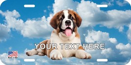 Saint Bernard Puppy Tongue Out Dog Can Personalize Novelty Metal License Plate I - £7.15 GBP+