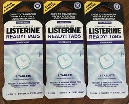 Listerine Polar Mint Chewable Ready Tabs On The Go Mouth Clean 8 Ea Lot Of 3-24 - £33.05 GBP