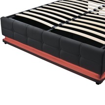 Queen Size PU Storage Bed with LED Lights and USB charger, Black - £358.49 GBP