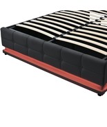 Queen Size PU Storage Bed with LED Lights and USB charger, Black - £358.11 GBP