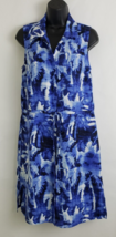 Tommy Bahama Dress Sleeveless Blue Palm Button-Down 100% Linen Size XS - £42.73 GBP