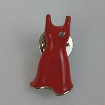 Vintage 3D Little Red Dress With Silver Heart &amp; Trim Heart Awareness Lap... - $4.37