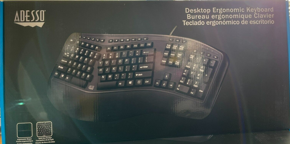 Adesso - AKB-150UB - Desktop Ergonomic Keyboard - Black - $69.95