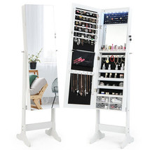 Free Standing Full Length Jewelry Armoire with Lights-White - Color: White - £129.30 GBP