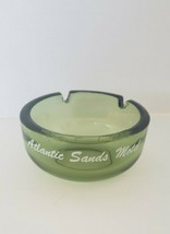 RARE Vintage ATLANTIC SANDS MOTEL Round GREEN GLASS ASHTRAY - $16.99
