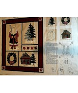 Vintage Leslie Beck Cranston Quilt Fabric Panel Northwoods Noel Santa House - $8.81 CAD