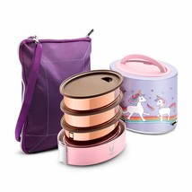 Vaya Tyffyn Unicorn Copper-Finish steel Lunch Box with Bagmat,1000 ml,3Container - £104.16 GBP