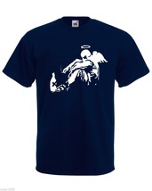 Mens Banksy Street Art Graffiti T-Shirt; Fallen Angel with Rome Bottle Tshirt - £18.49 GBP