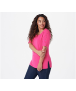 Susan Graver Liquid Knit Elbow-Sleeve Tunic (Pink Punch, Large) A393727 - £16.96 GBP