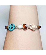 Mushroom Turtle Peace Sign  Adjustable Hemp Bracelet  handmade jewelry   - $206.74 MXN