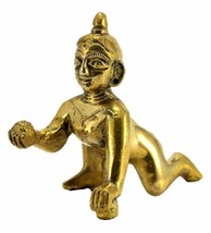 Brass Laddoo Gopal Baby Krishna Murti Idol Statue Sculpture (5.5 cm) - £21.17 GBP