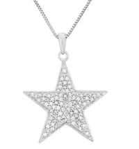 0.75 Ct Round Cut Simulated Diamond Star Pendant Necklace 14K White Gold Plated - £59.26 GBP