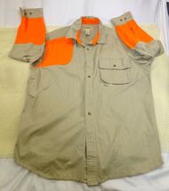 Gander Mtn Mens XL Beige &amp; Orange Long Sleeve Shooter Hunting Shirt - $14.25