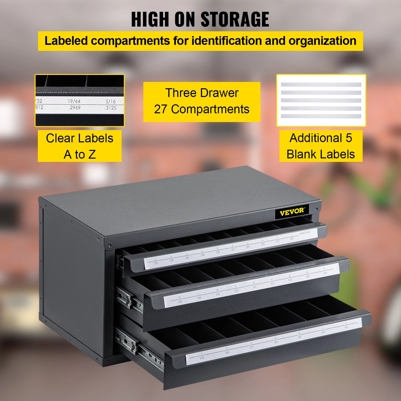 VEVOR 3-Drawer Steel Storage Tool Box Workshop Hardware Stackable Multi-Function - £130.39 GBP