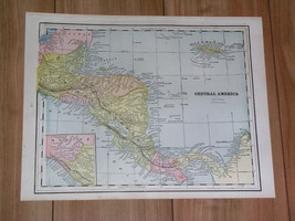 1896 Antique Map Of Panama Veragua Costa Rica Nicaragua Belize Jamaica Guatemala - £16.22 GBP