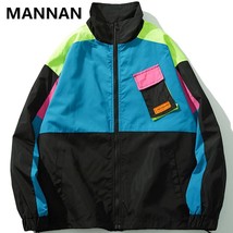 MN Vintage Color Block work Pocket Windbreaker Zip Up Track Jackets Outwear Men  - £142.98 GBP
