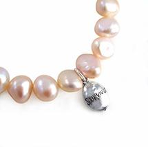 Sterling Silver&quot;Survivor&quot; Pearl Breast Cancer Awareness Charm Cultured Pearl Bra - £15.94 GBP
