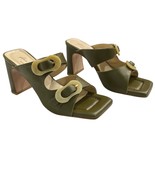 Ana Palma Sandal Womens 40 US 9 Green Leather Block Heel Slip On Buckle ... - $96.89 CAD