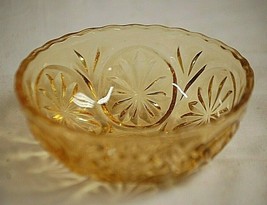Medallion Honey Gold Anchor Hocking Glass Dip Bowl Stars &amp; Cameo Replacement - £13.42 GBP