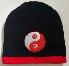 Red Ying Yang Short Acrylic Beanie - $9.99