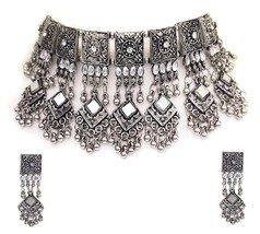 Total Fashion Kundan Work Oxidised Silver Jewellery Choker Necklace Women &amp; Girl - £14.46 GBP