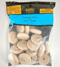Wood Craft Toy Wheels Lot of 19 Unfinished 1.5&quot; Diameter 0.25&quot; Hole New in Bag - £5.61 GBP