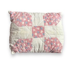 Vtg Upcycled Handmade Calico Pink Patchwork Quilt Throw Pillow Shabby 8x9.5” - £15.51 GBP