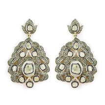 Antique Look Earrings , Diamond Polki Earrings , Victorian Look , Diamonds , Sin - £232.53 GBP