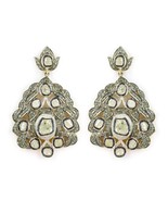 Antique Look Earrings , Diamond Polki Earrings , Victorian Look , Diamon... - $396.63 CAD