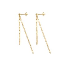 CANNER 925 Silver 18k Gold Plated Chain Pendant Piercing Stud Earrings For Women - £16.04 GBP