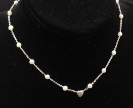 LILY RACHEL 925 Silver - Vintage Freshwater Pearls Love Heart Necklace - NE3965 - £52.75 GBP