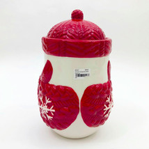 Ceramic Snowman Mitts Treat Jar 9 x 5 inches - £23.67 GBP