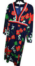 Tori Richard Honolulu Vtg Kimono Style Vibrant Red Blue Dress Sz 12 Floral MCM - £98.92 GBP