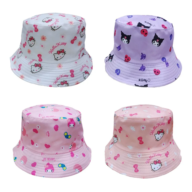 Hello Kitty Double Sided Bucket Hat SanrioCute Letter Embroidered Boys Girls - £9.82 GBP