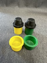 Vintage Plastic yellow and green Retro Picnic Salt and Pepper Shakers MCM - £6.85 GBP