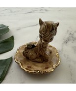 Vintage Baby Animal Ring Trinket Tray Figurine Brown Horse Goat Llama Ce... - $25.73